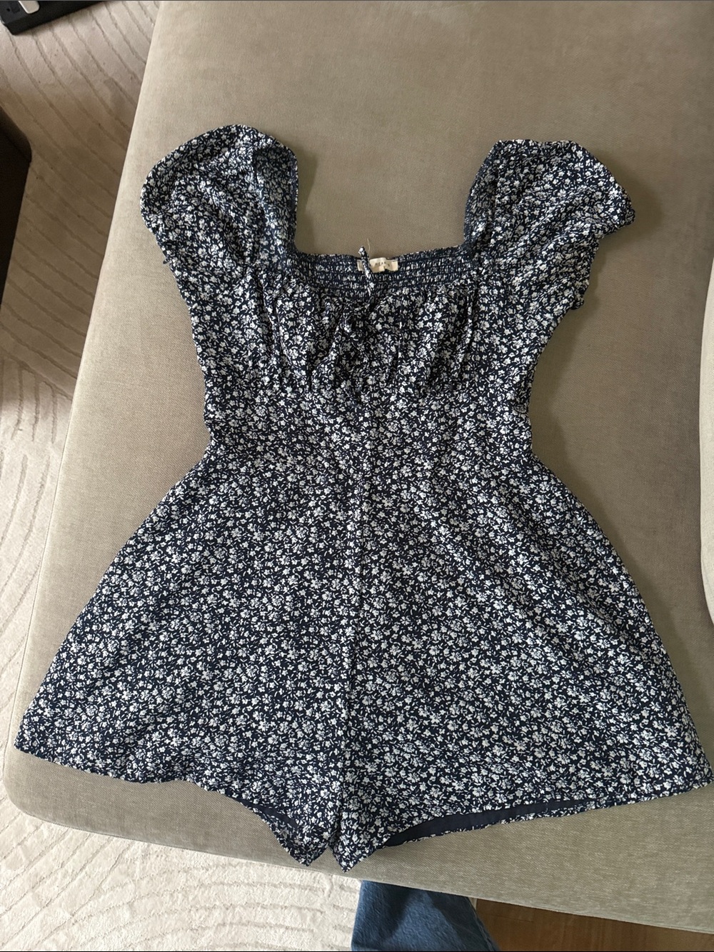 La Hearts Navy Floral Smocked Romper